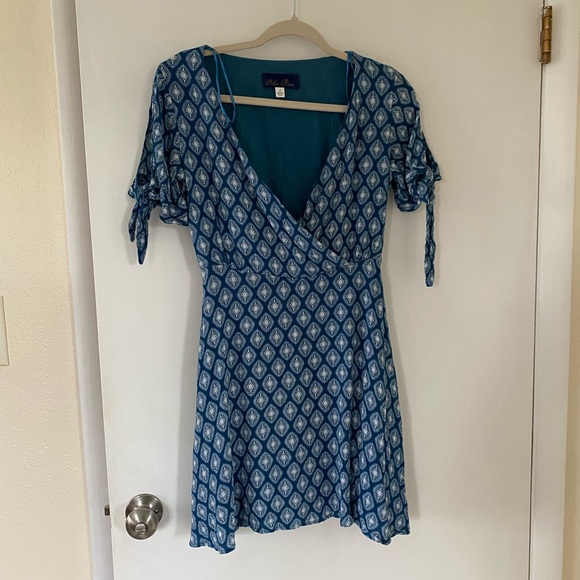 Blue Rain Dresses & Skirts - Blue & white wrap sundress coastal grandma cowgirl small